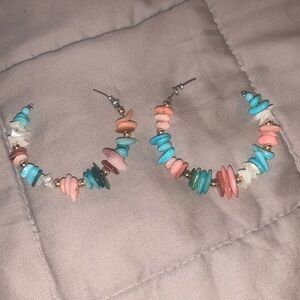 Boho Chic Multicolor Beaded Hoop Earrings